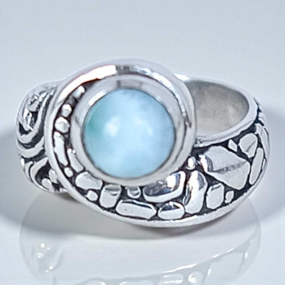 Vibe Jewelry Sterling Silver Larimar Ring Virgin Islands Handcrafted Size 6